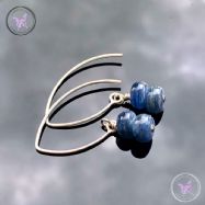 Blue Kyanite Rondelle Silver Angled Earrings